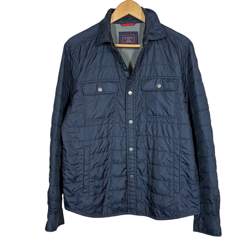Untuckit Marne Packable Puffer Jacket Blue Casual Long Sleeve - S